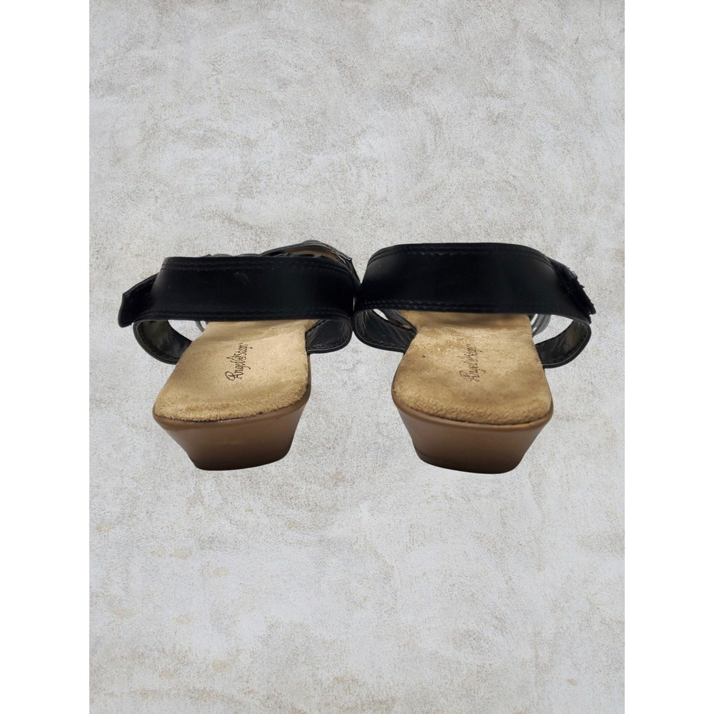 NIB Angel Steps Keri Black Caged Wedge Sandals Strappy Shoes Womens 10M - Picture 6 of 8